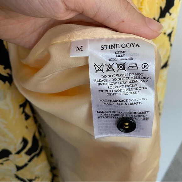 Stine Goya Skirt Lilly Silk Yellow Black Floral Tie Wrap Maxi Slit Medium NWT - Picture 10 of 16